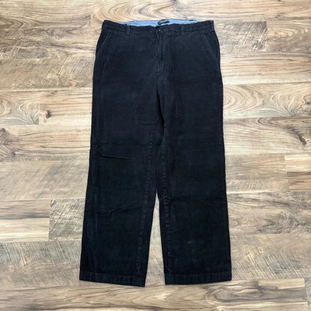 Vintage Y2K Nautica Corduroy Pants Mens 36x32 Black Straight Leg Casual Trousers